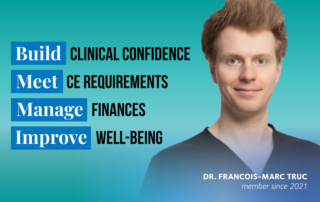 Graphic: Build clinical confidence; Meet CE Requirements; Manage finances; Improve well-being