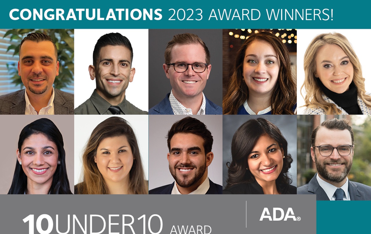 Photographs of the 2023 ADA 10 Under 10 award winners.