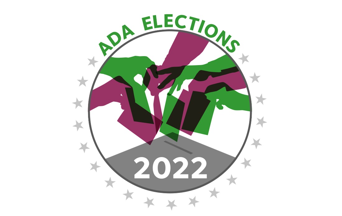 A logo for the ADA Elections 2022.