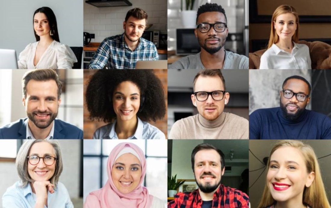 A photo mosaic of diverse faces from the Champion Network.