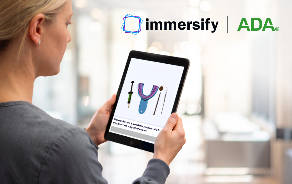 Student looking at Immersify class on tablet