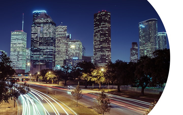image of Houston skyline at night