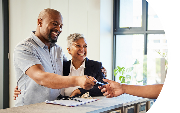 Guests checking into a hotel