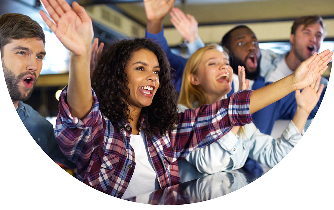 Participants cheering at an event