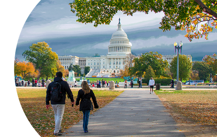 Couple walking in D.C.
