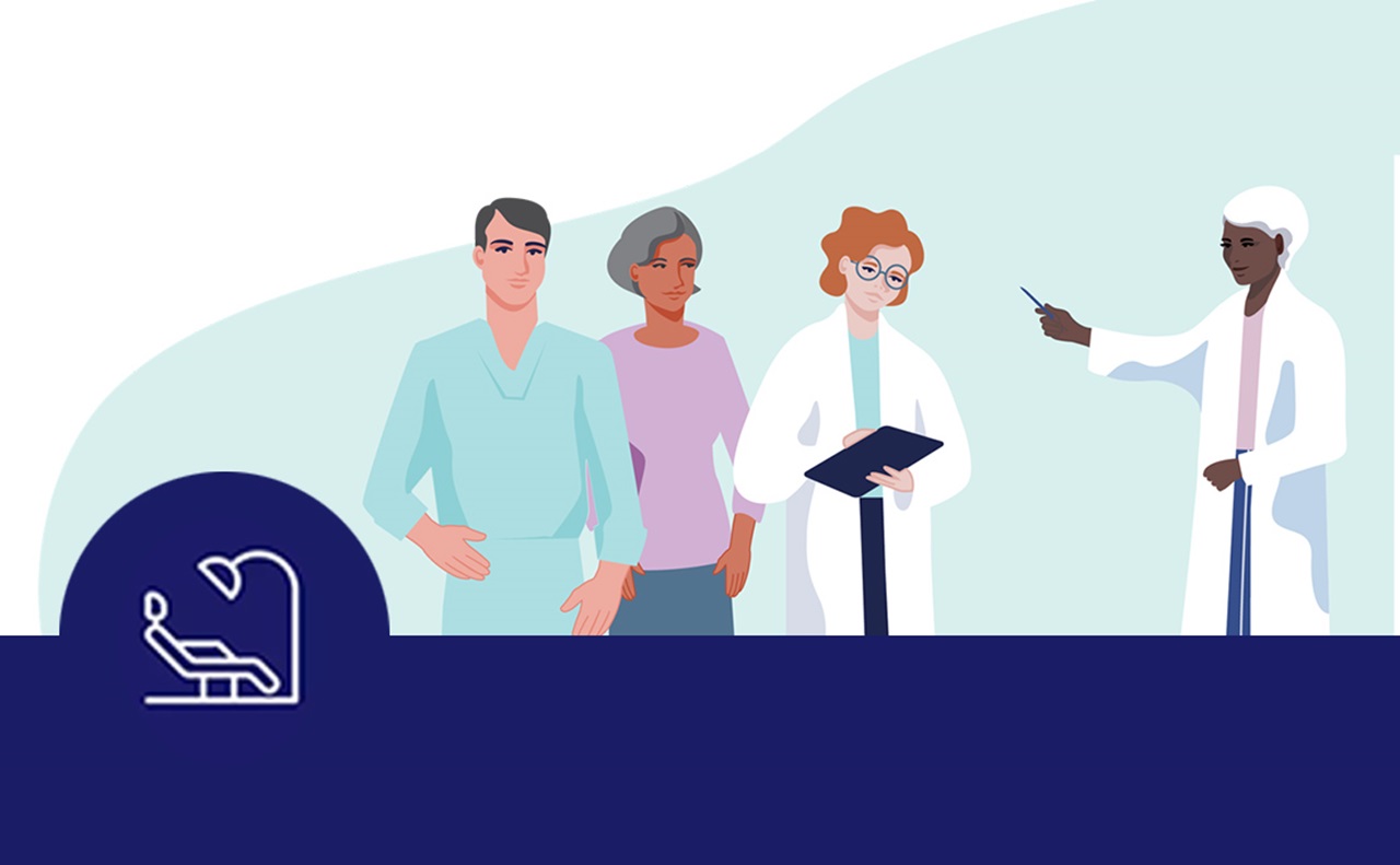 An illustration of a group dental practice