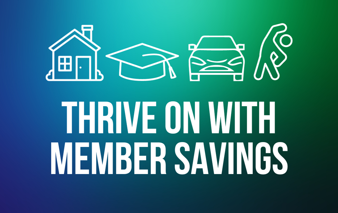 Thrive on with member savings infographic