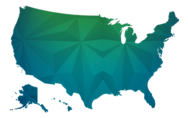 Map of United States, Hawaii and Alaska