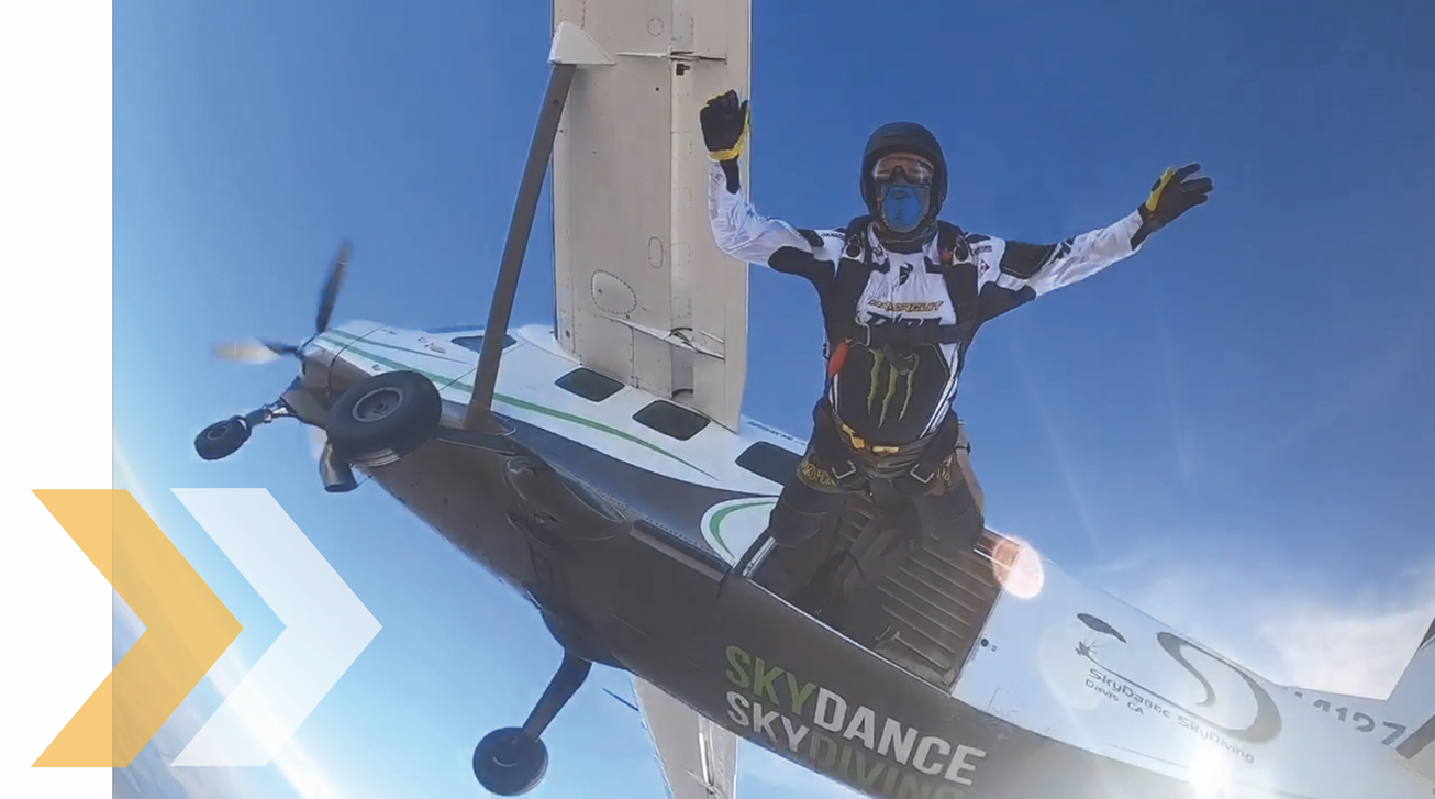 Photo of Dr. White skydiving