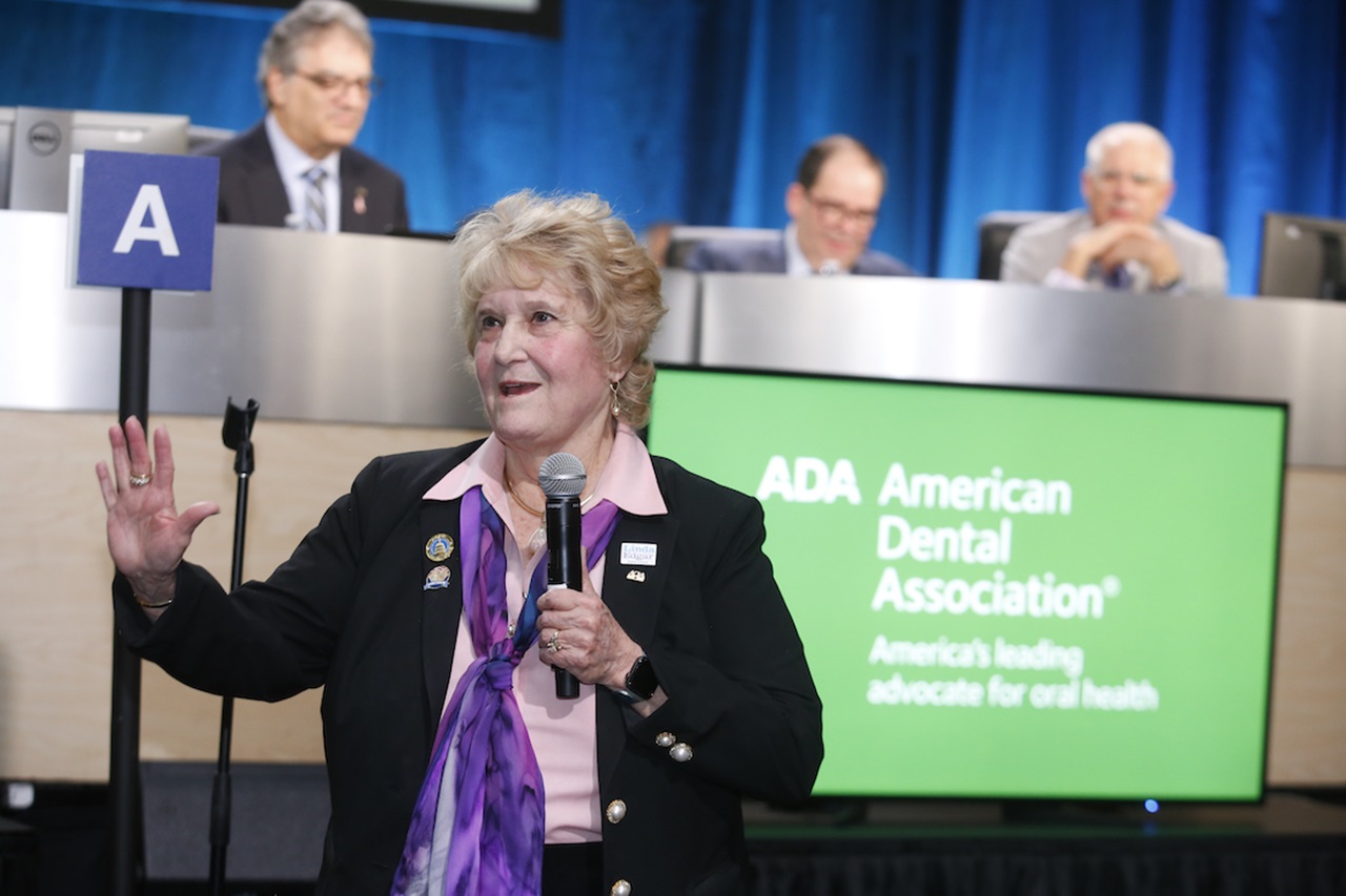 Photo of Dr. Linda Edgar being voted president-elect during Oct. 18 HOD