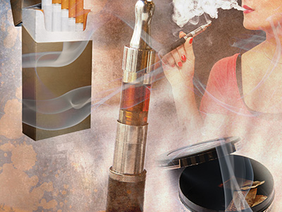 Graphic of vaping, chewing, smoking