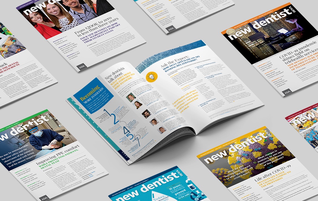 Photo of print publications featuring New Dentist News