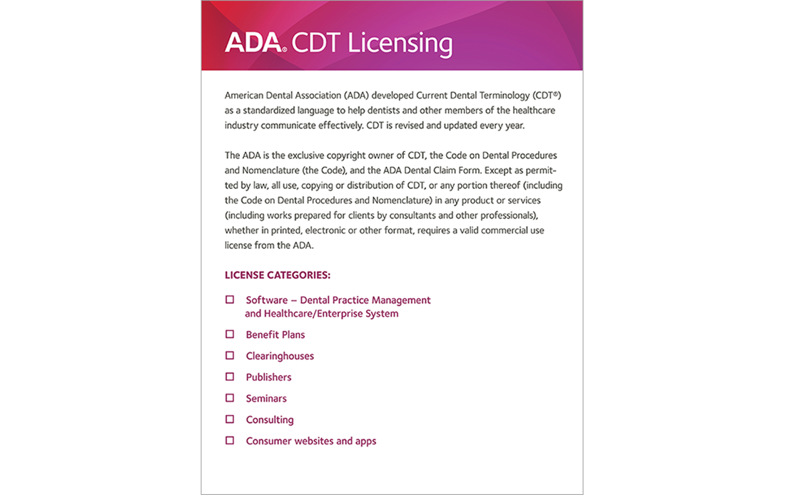 ADA CDT Licensing overview