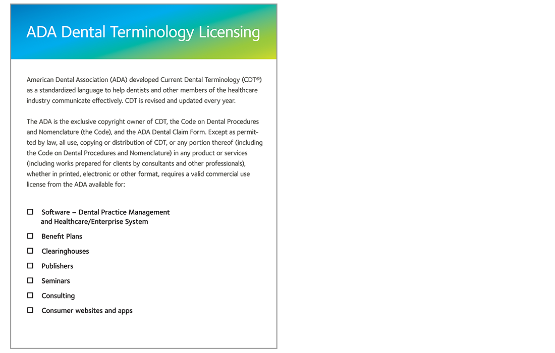 Dental Terminology Licensing downloadable form