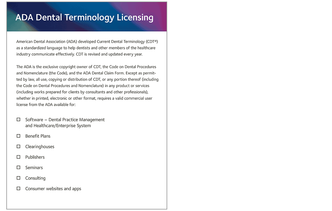 Dental Terminology Licensing downloadable form