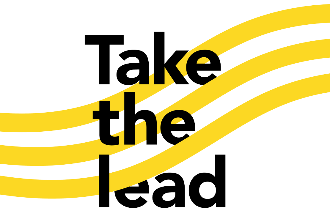 Yellow waves with the title Take the Lead showing