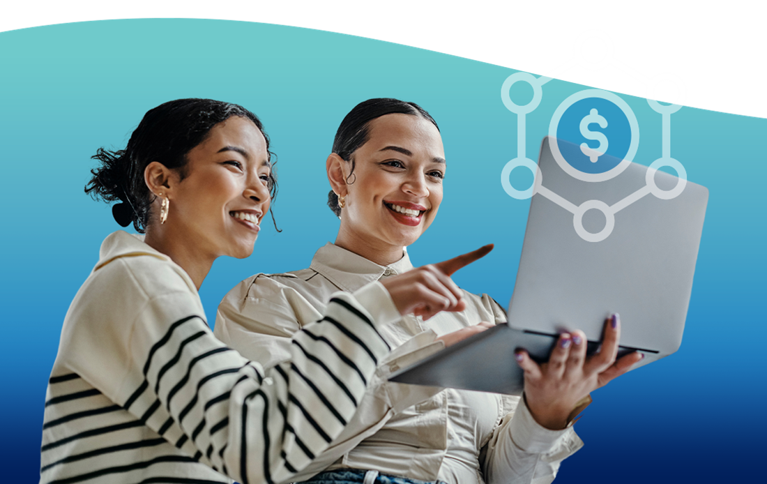 Financial Resources, A photograph of coworkers reviewing financial reports.