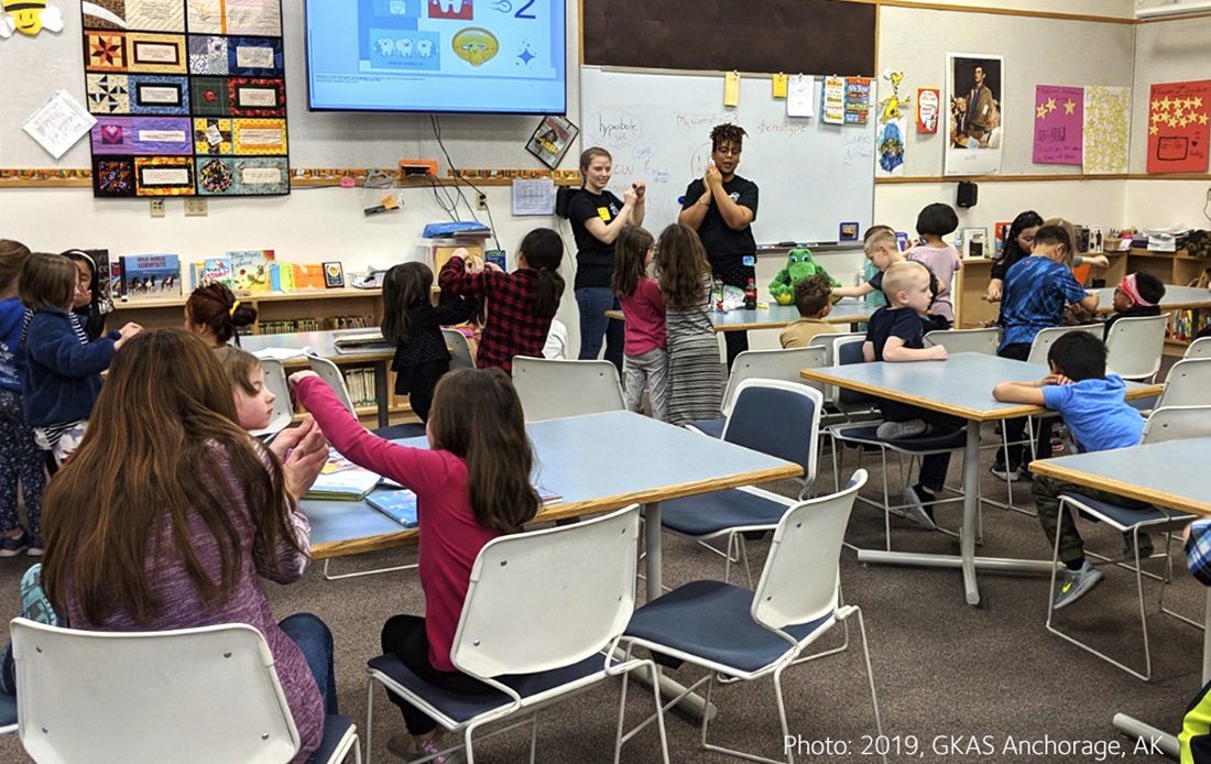 Community event in a school classroom