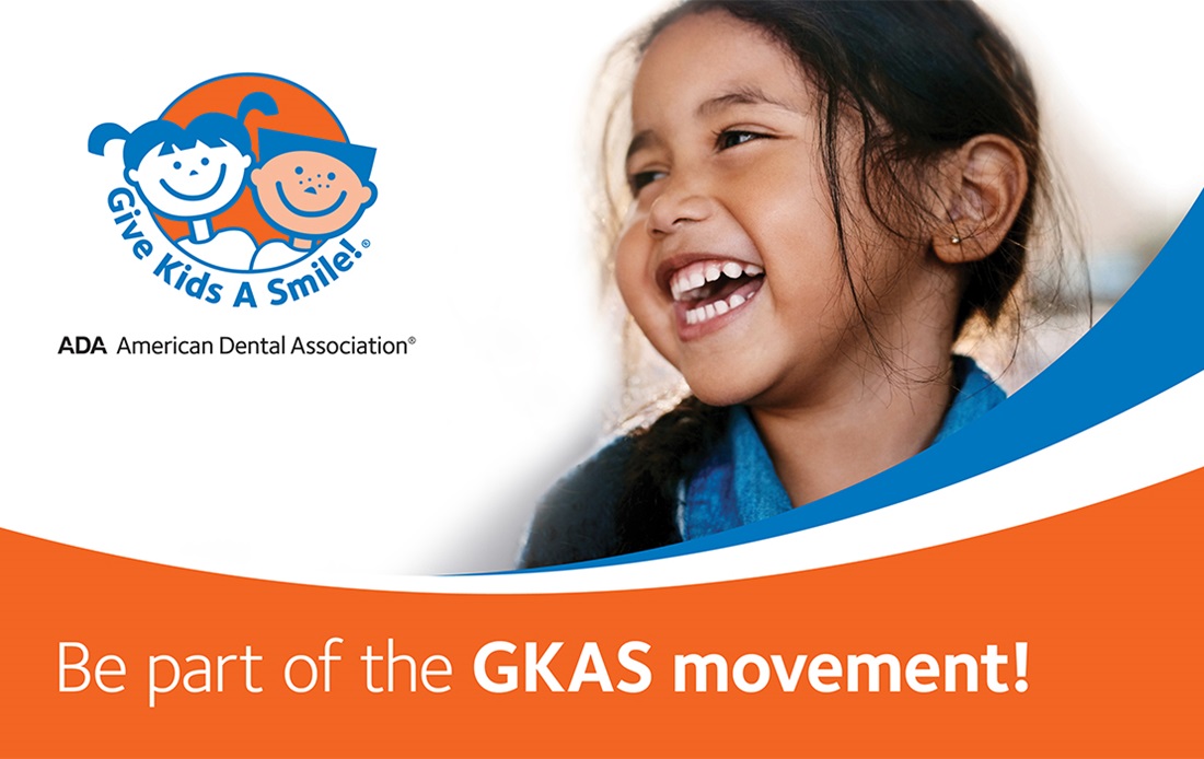 Give Kids A Smile Logo and image of a young girl smiling