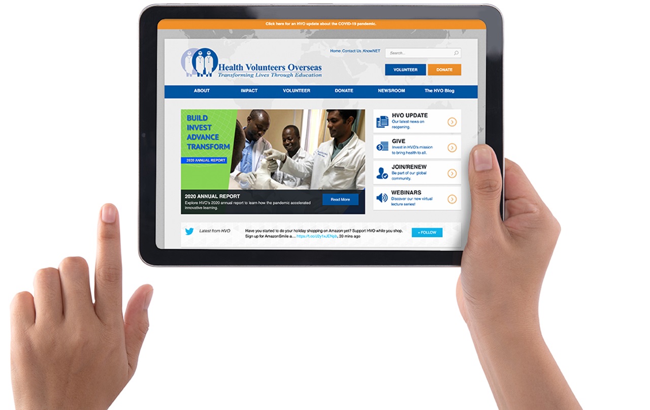 HVO website on a tablet