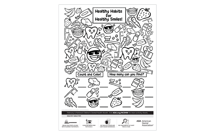 National Children's Dental Health Month English color and count