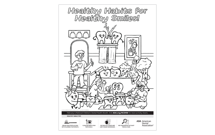 National Children's Dental Health Month english coloring page