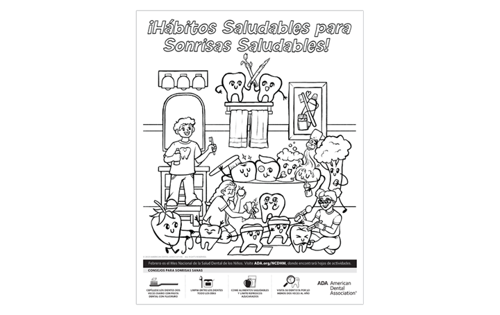 National Children's Dental Health Month coloring page spanish