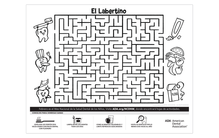 National Children's Dental Health Month spanish maze