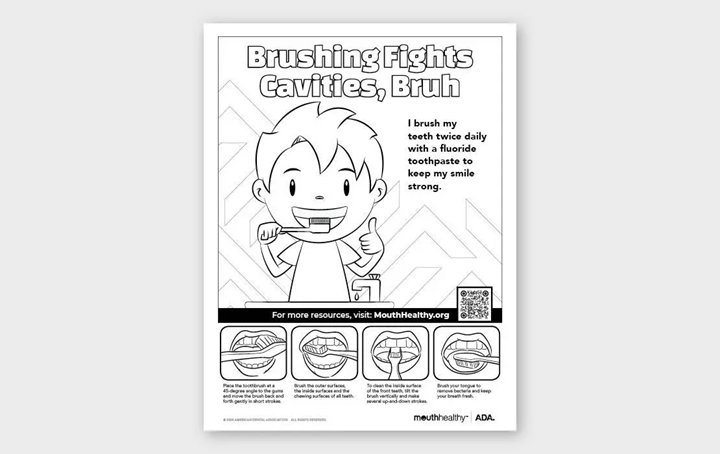 Bruh brushing Spanish coloring sheet