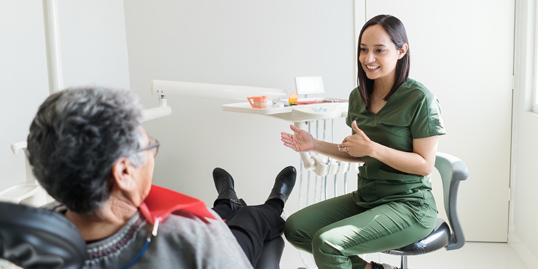 Dental professional speaking