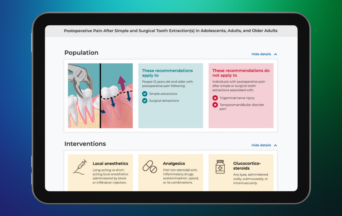 Living Guideline on a tablet