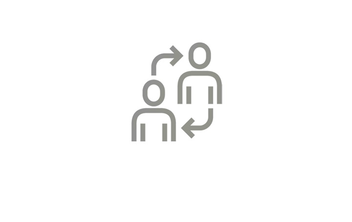 An icon depicting people and a process. 