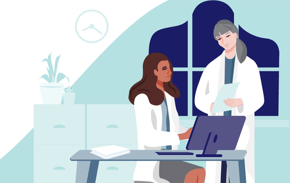 An illustration of a mentor and mentee