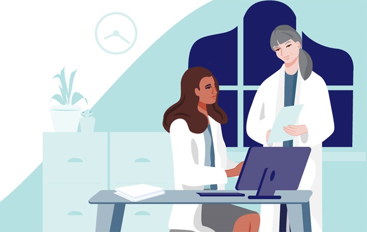 An illustration of a mentor and mentee