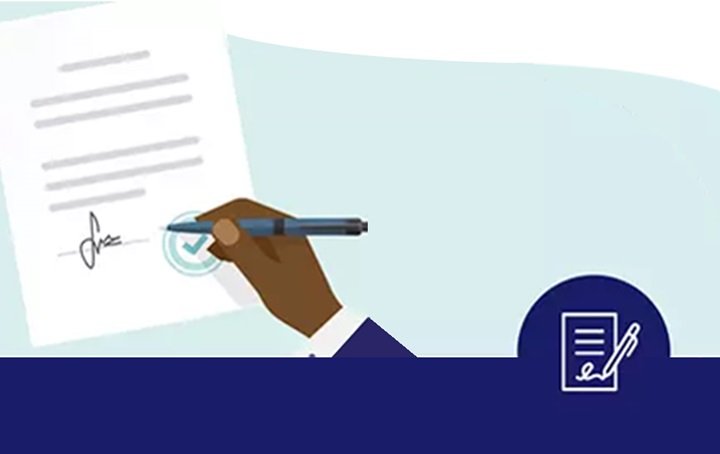 An illustration of a contract signing.