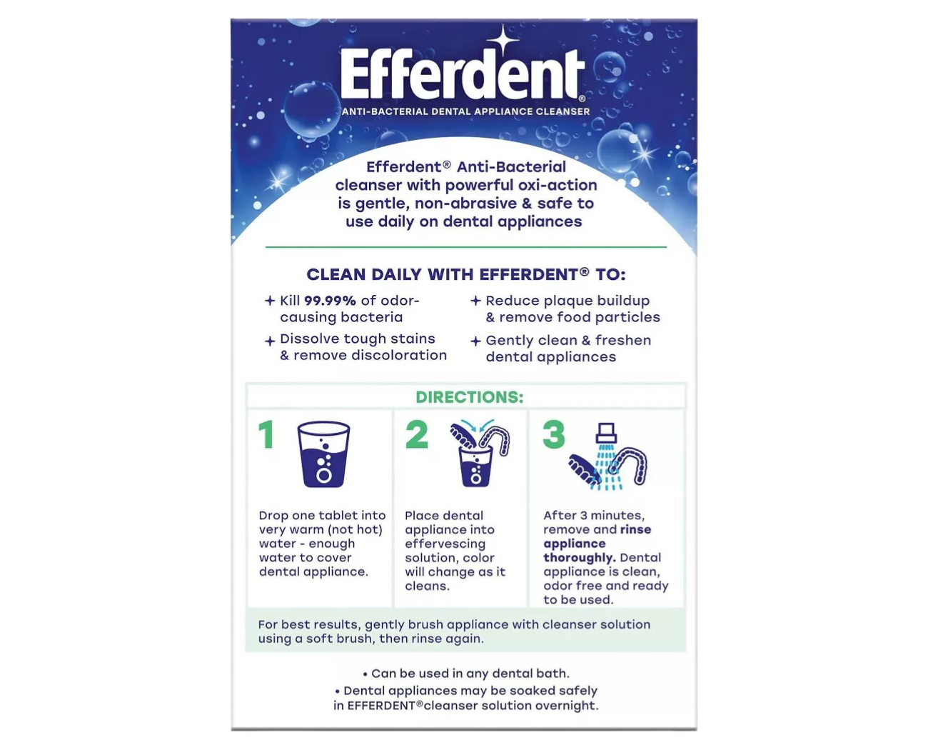 Image 2: Efferdent Anti-Bacterial Denture Appliance Cleanser