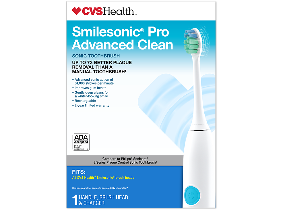 Image 1: CVS Health SmileSonic Pro Advanced Clean Sonic Toothbrush