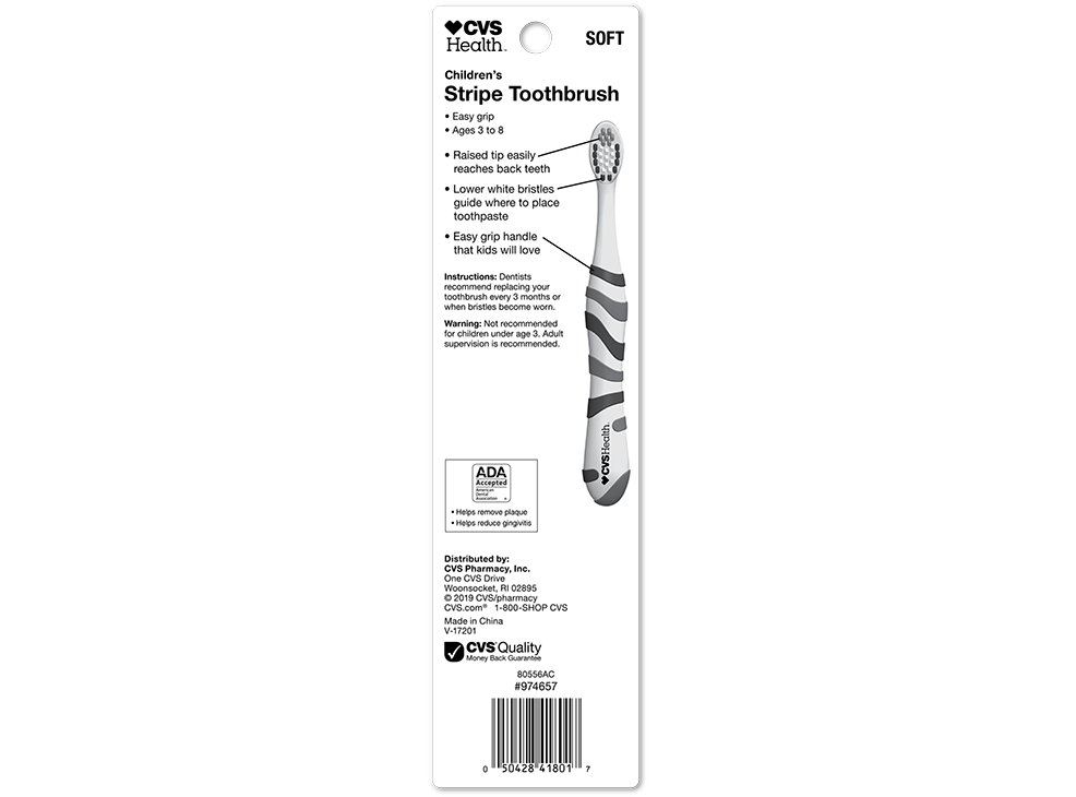Image 2: CVS Health Children's Stripe Manual Toothbrush
