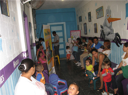 Children and parents in waiting room