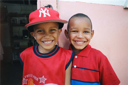 two young boys smiling