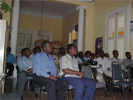 Haitian dentists in classroom setting
