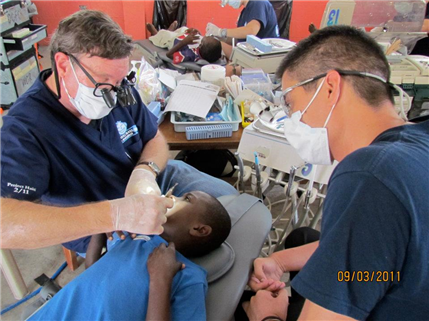Clinicians treating young boy