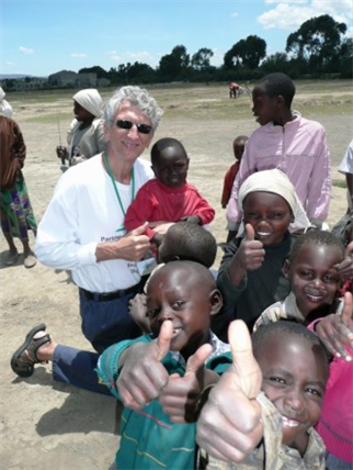Volunteer with Haitian children