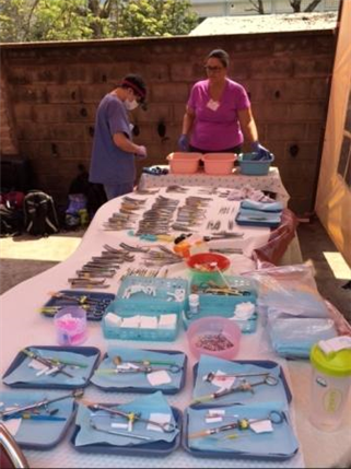 Dental instruments on table