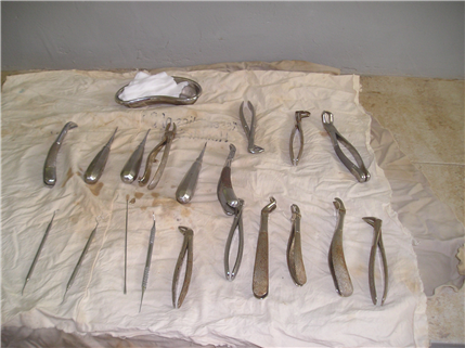 Photo of dental tools laid out on a cloth