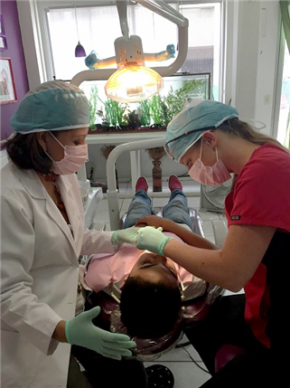 Photo of patient receiving care in a tidy clinic