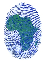 Illustration of a fingerprint with the continent of Africa inside